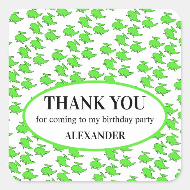 Helicopter Party Favor Bag  Square Sticker (Front)