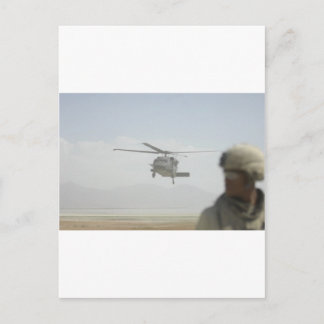 Helicopter picking up troops postcard