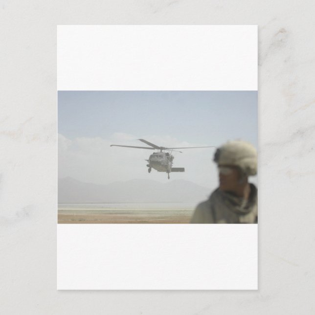 Helicopter picking up troops postcard (Front)