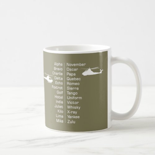 Helicopter Pilot Phonetic Alphabet and Choppers Coffee Mug