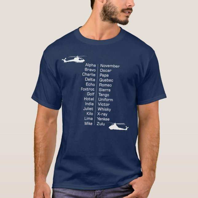 Helicopter Pilot Phonetic Alphabet Choppers T-Shirt (Front)