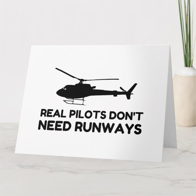 Helicopter PILOT RUNWAYS Letterpress Thank You Card (Front)