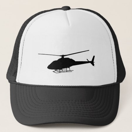 Helicopter Pilot Silhouette Flying  Trucker Hat