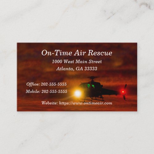 Helicopter Rescue in Sunset Business Card