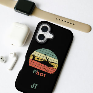 Helicopter Retro Sunset Stylish Fun Personalized  iPhone 16 Case