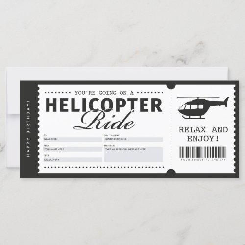 Helicopter Ride Ticket Gift Voucher Certificate