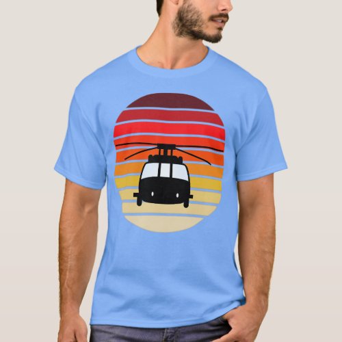 Helicopter Silhouette Vintage Sunset 1 T_Shirt