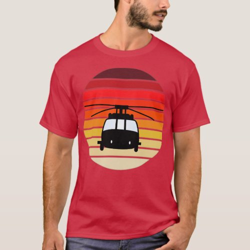 Helicopter Silhouette Vintage Sunset T_Shirt