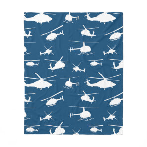 Helicopter Silhouettes // Navy Blue // Fleece Blanket