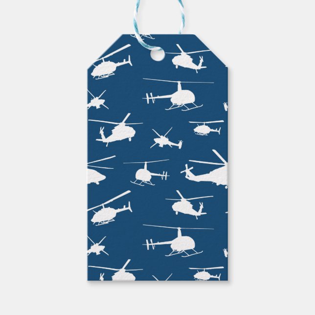 Helicopter Silhouettes // Navy Blue // Gift Tags (Front)