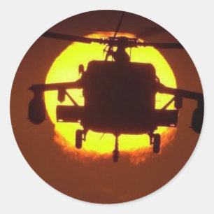 helicopter sun classic round sticker