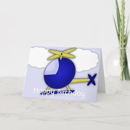 Helicopter Themed Happy Birthday Greeting Card