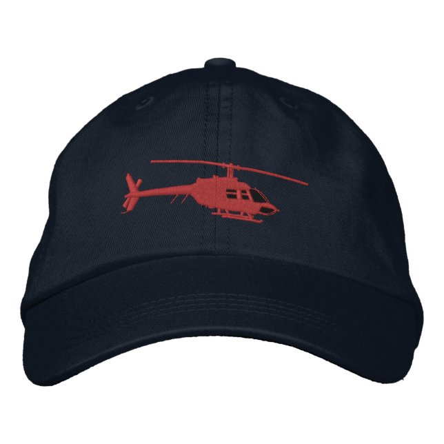 Helicopter Urban Chopper Silhouette Flying Embroidered Baseball Cap (Front)