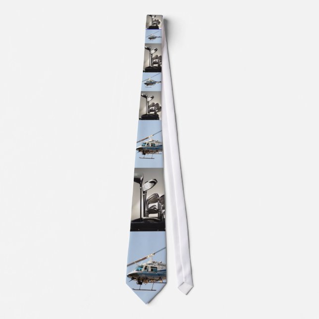 Helicopter with Golf Clubs Neck Tie (Front)