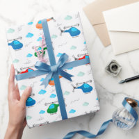 Helicopter Wrapping Paper, Aircraft Gift Wrap
