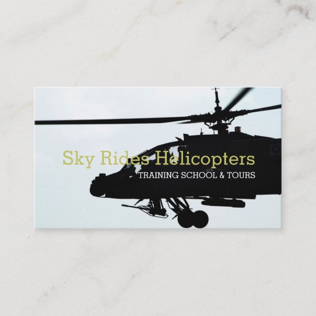 Helicopters Pilot Training Tours Flight School Business Card (Front)