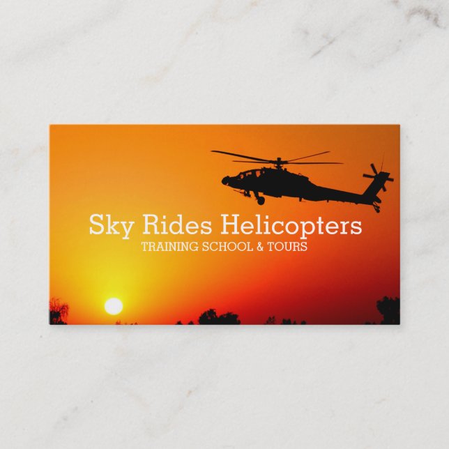 Helicopters Pilot Training Tours Flight School Business Card (Front)