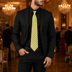 Helior Regent Luxury Ivory & Gold Striped Neck Tie