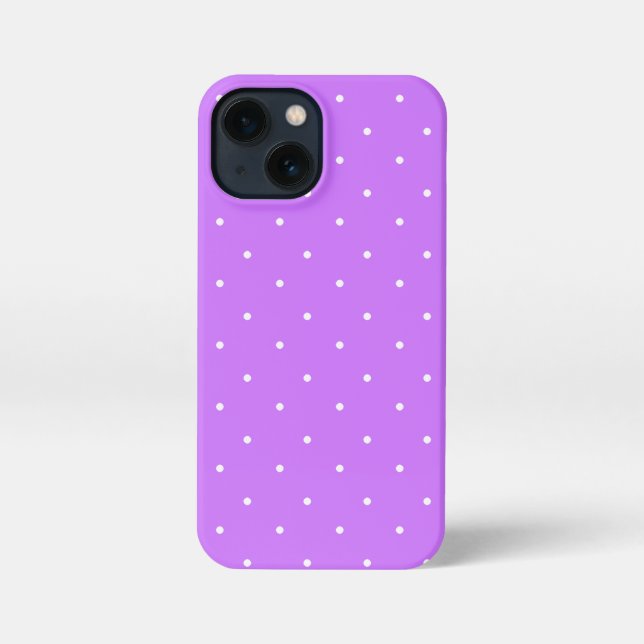 Heliotrope Purple and White Polka Dots Pattern  iPhone Case (Back)