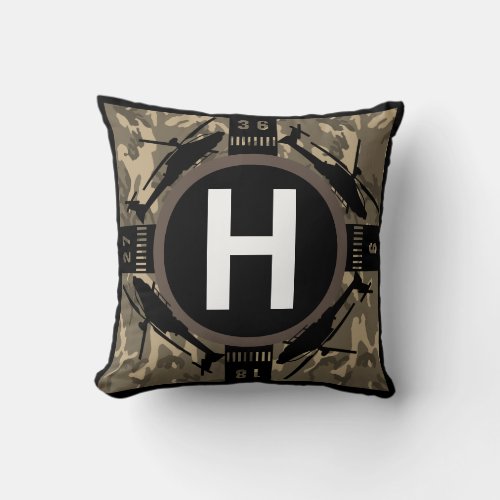 Helipad Helicopter Desert Camo Double Sided Pillow