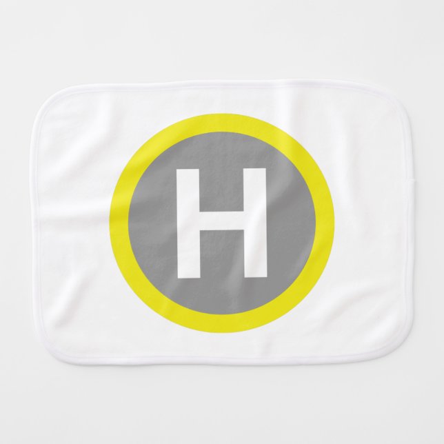 Helipad Sign Baby Burp Cloth (Front Horizontal)