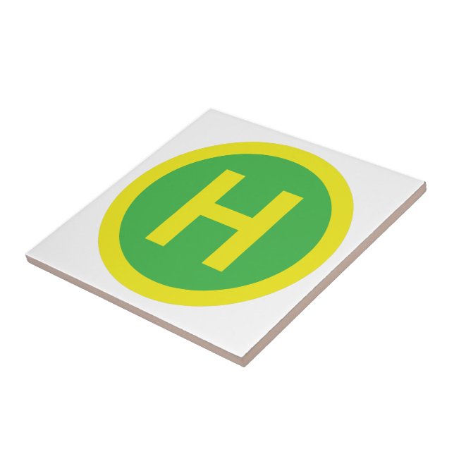 Helipad Sign Ceramic Tile (Side)