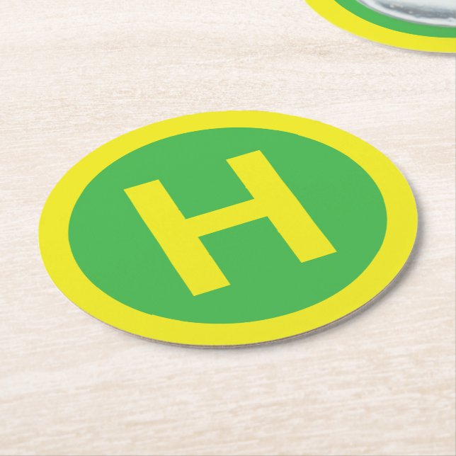 Helipad Sign Round Paper Coaster (Angled)