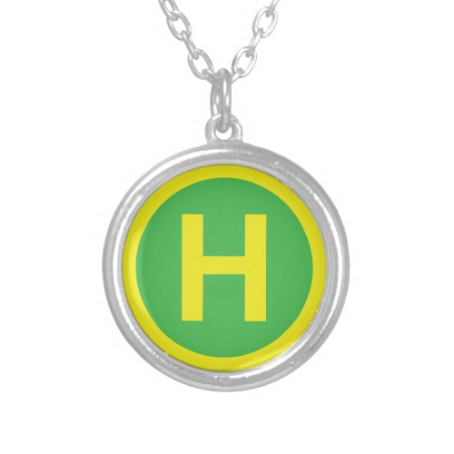Helipad Sign Silver Plated Necklace