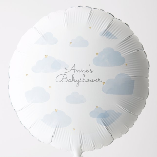 Helium Ballon Baby shower blue-light Clouds Boy Balloon (Front)