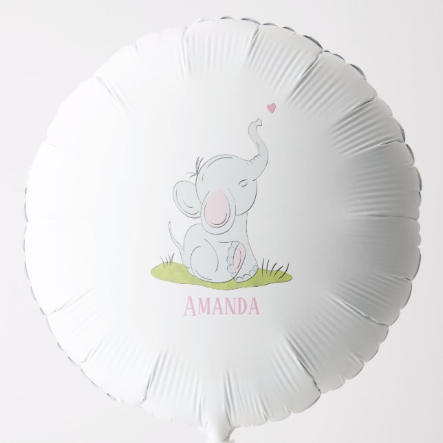 Helium Balloon with cute little elephant doodle (Front)