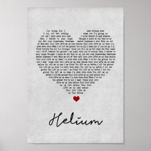 Helium Gray Heart Song Lyric Wall Art Print