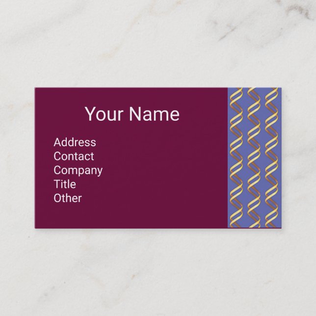 HELIX BIOTECH Geometric Gold Swirls In Blue Purple Business Card (Front)