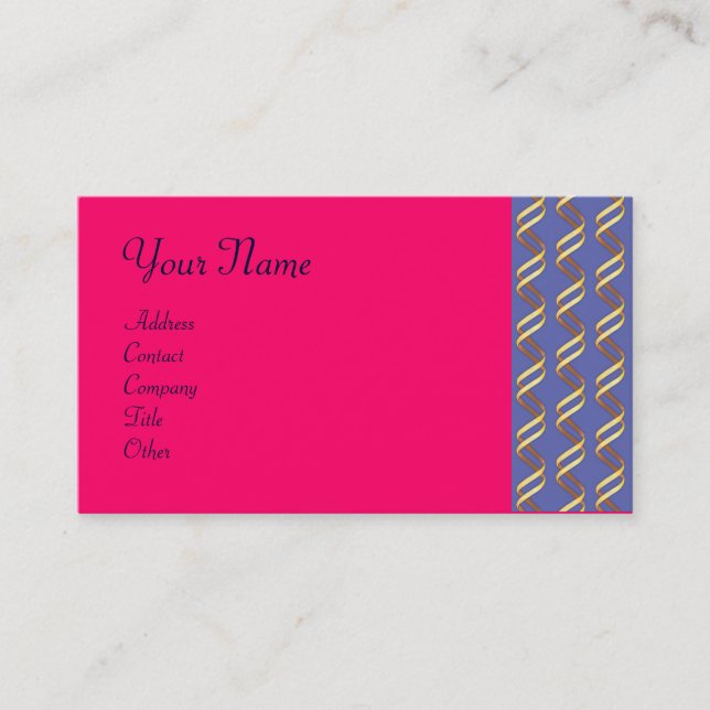 HELIX BIOTECH Gold Swirls In Blue,Pink Fuchsia Business Card (Front)
