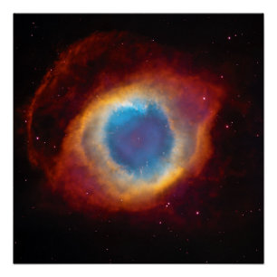 Helix Nebula or NGC 7293 View with HST Poster
