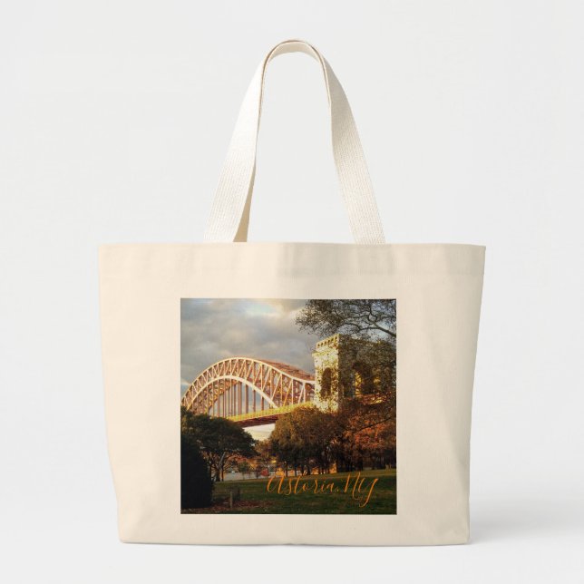 Hell Gate Bridge In Autumn, Astoria, NY Tote Bag (Front)