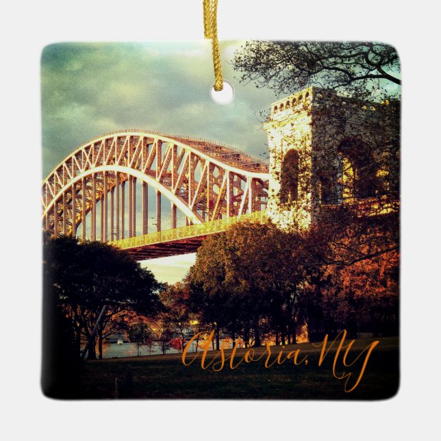 Hell Gate Bridge In Autumn Christmas Ornament (Front)