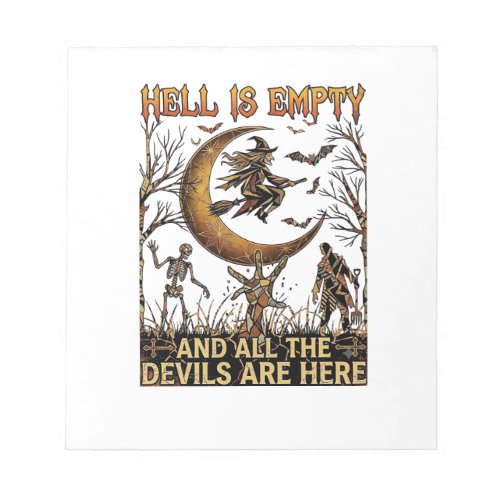 Hell Is Empty Halloween Witch Crescent Moon Skelet Notepad