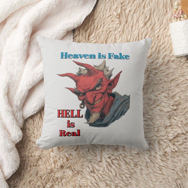 Hell Is Real Throw Pillow (Blanket)