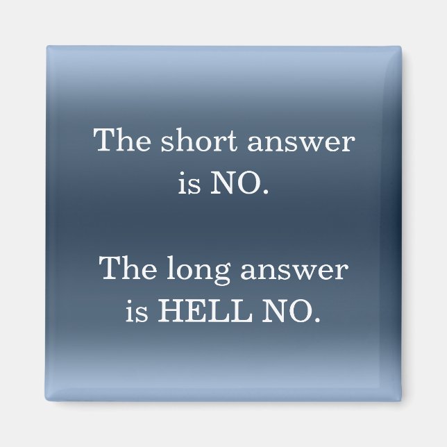 Hell No Sarcastic Funny Nope Humor Quote Novelty Magnet (Front)