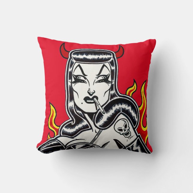 Hell on Heels Throw Pillow (Front)