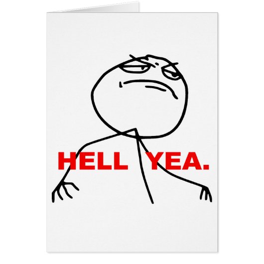 Hell Yea Rage Face Meme Cards (Front)