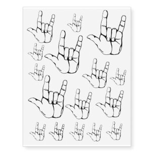 Hell Yeah Rock & Roll Hand Sign Temporary Tattoos