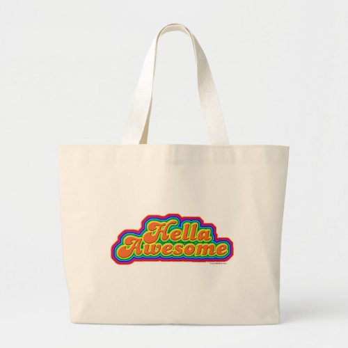 Hella Awesome Fun Vintage Aesthetic Large Tote Bag