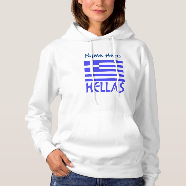 Hellas and Greek Flag Blue Personalization  Hoodie (Front)
