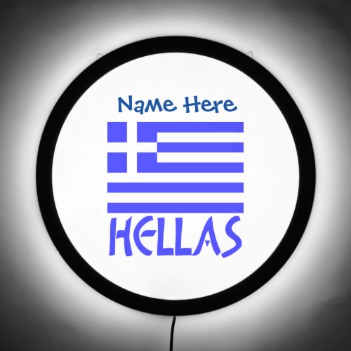 Hellas and Greek Flag Blue Personalization  LED Sign