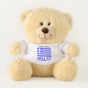 Hellas and Greek Flag Blue Personalization Teddy Bear