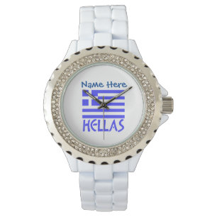 Hellas and Greek Flag Blue Personalization  Watch