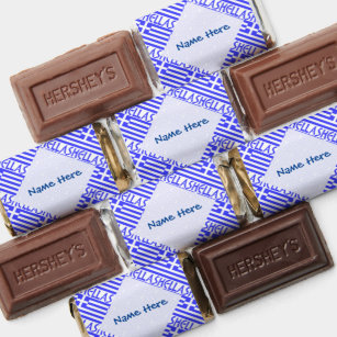 Hellas and Greek Flag Tiled Blue Personalization  Hershey's Miniatures