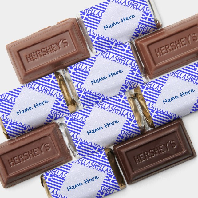 Hellas and Greek Flag Tiled Blue Personalization  Hershey's Miniatures (Assorted)