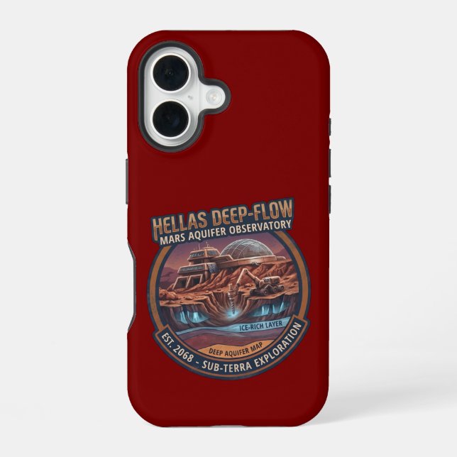 Hellas Deep-Flow Mars Aquifer Observatory Iphone Case (Back)